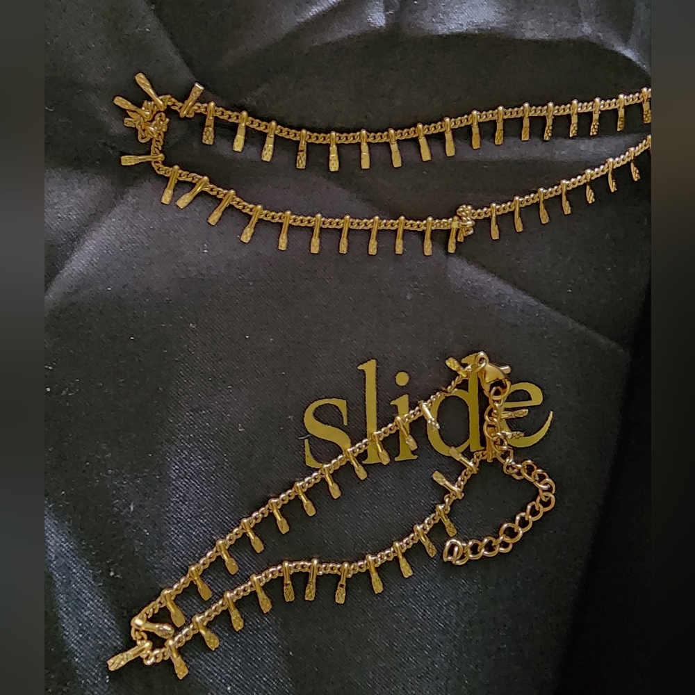 Slide Jewelry Stainless Steel Necklace Bracelet Set With Classic Design. NIB